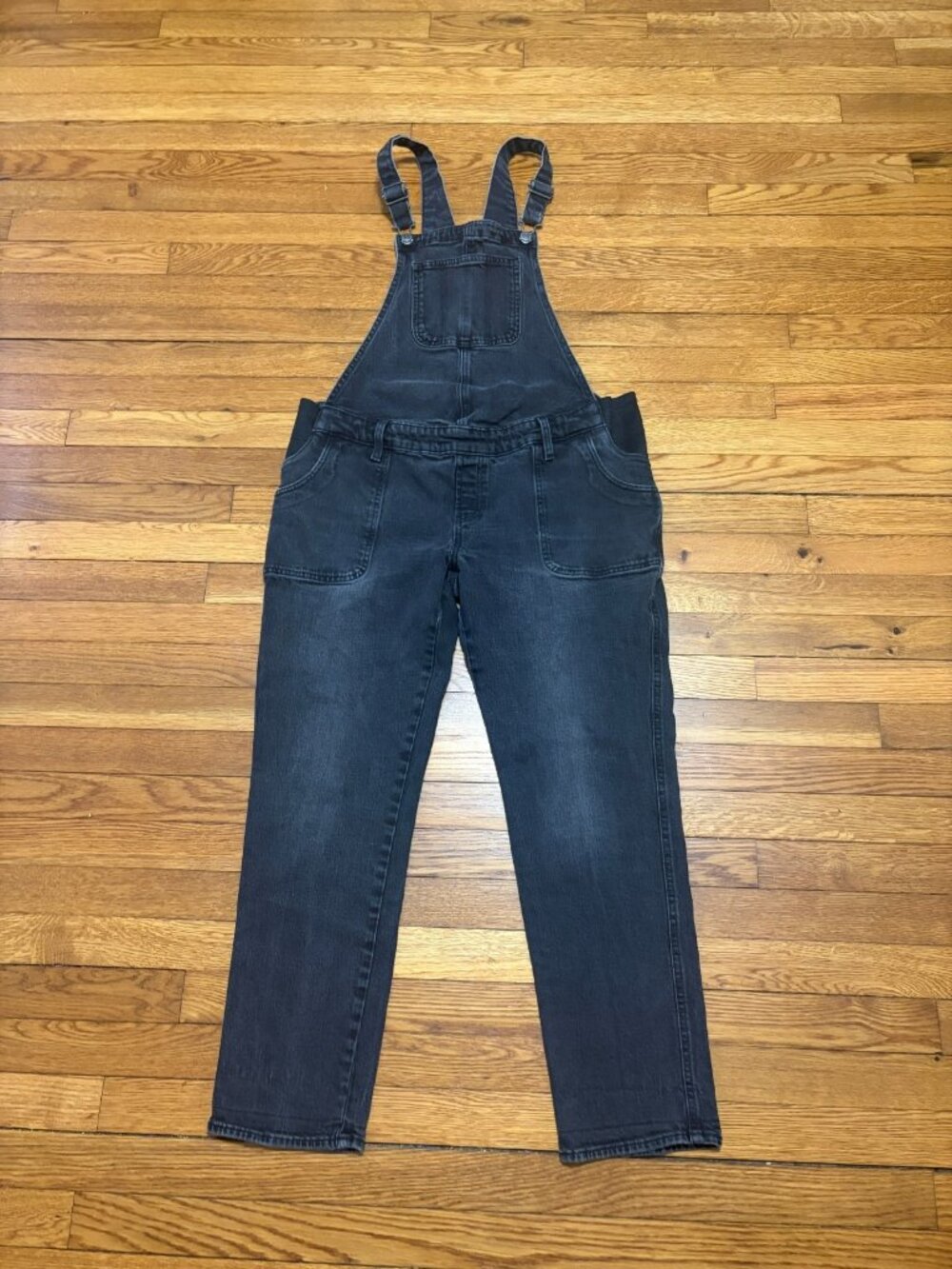 Old Navy Maternity Women's Denim Overalls Size 10 Regular Black Dark Wash